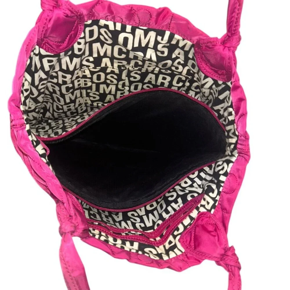 Fuchsia Quilted Tote Bag with Knotted Straps